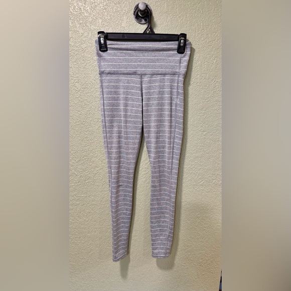 Athleta Light Gray Striped Leggings - Picture 1 of 3